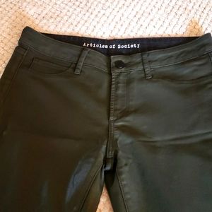 Articles of Society vegan leather green Sarah Release Hem skinny legging